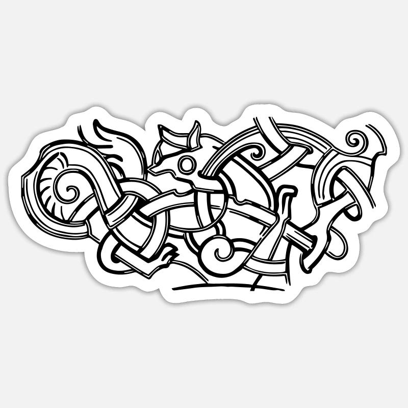 ancient celtic symbol drawing print design - Sticker size S (10 x 10 cm) - white matte