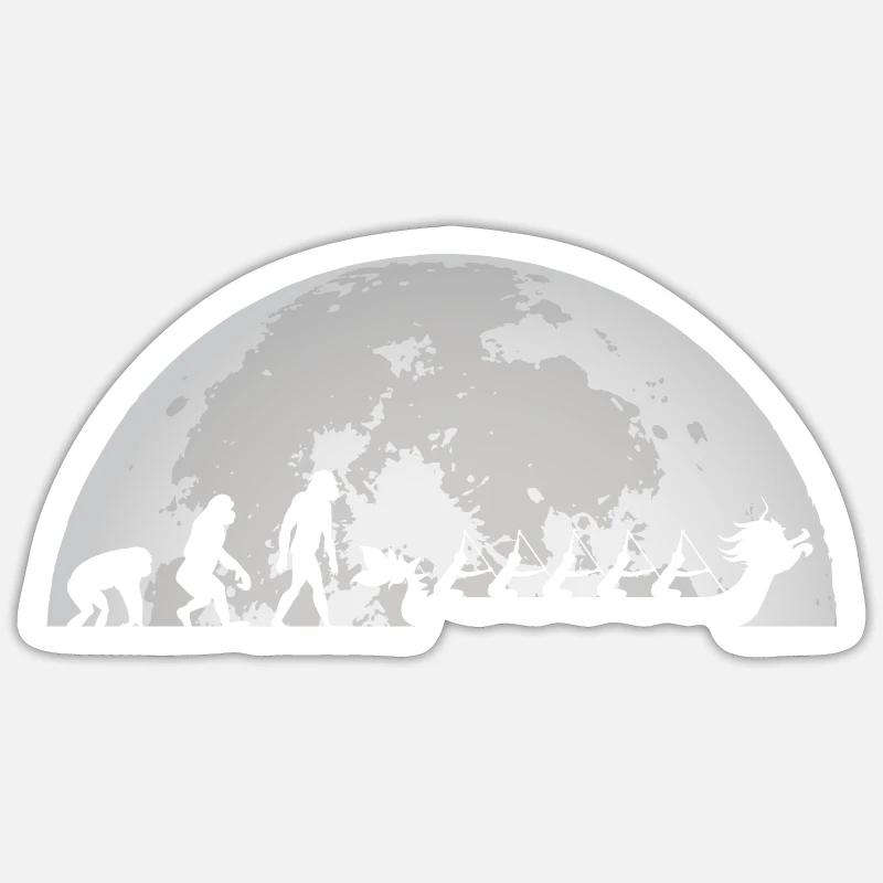 Evolution Drachenboot Mond Vollmond Paddler Sticker Größe S (10 x 10 cm)