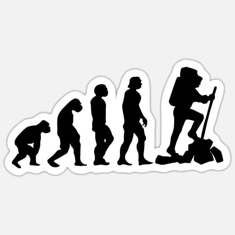 Wandern Berg Evolution Berge Mountain Klettern s - Sticker Größe S (10 x 10 cm) - Mattweiß