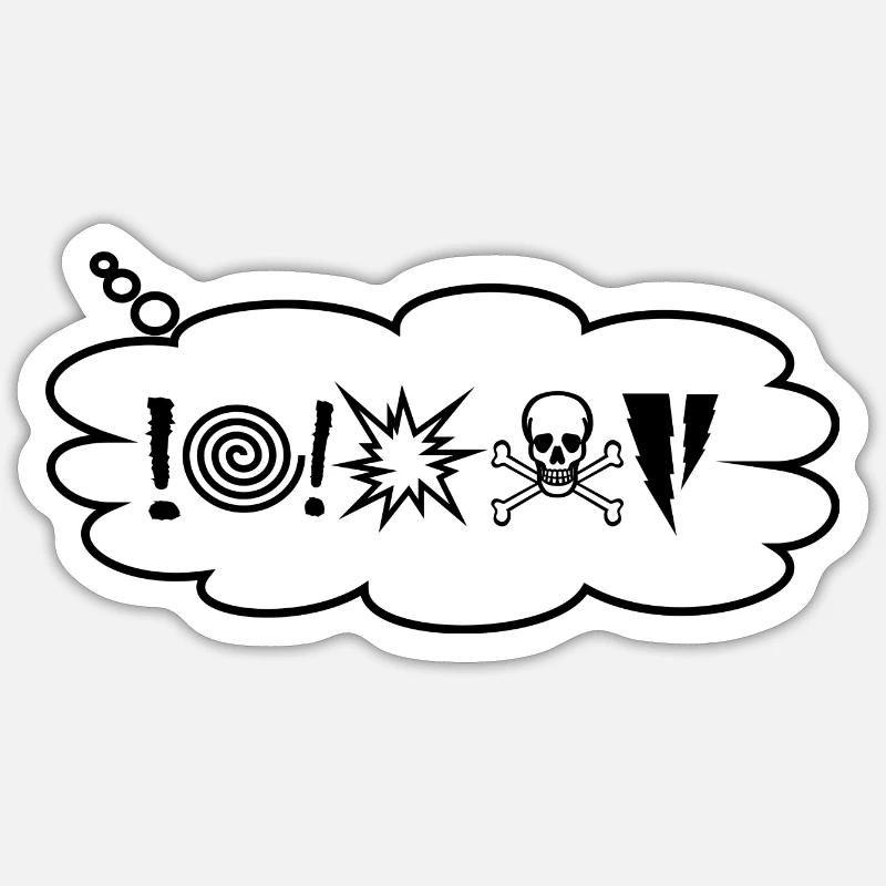 Fluchen-Schimpfen-Sauer- im Comicstil - Sticker Größe S (10 x 10 cm) - Mattweiß