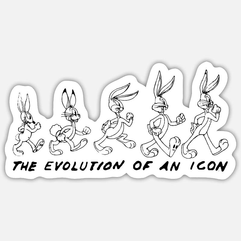 Looney Tunes Bugs Bunny Evolution - Klistermärke storlek S (10 x 10 cm) - matt vit