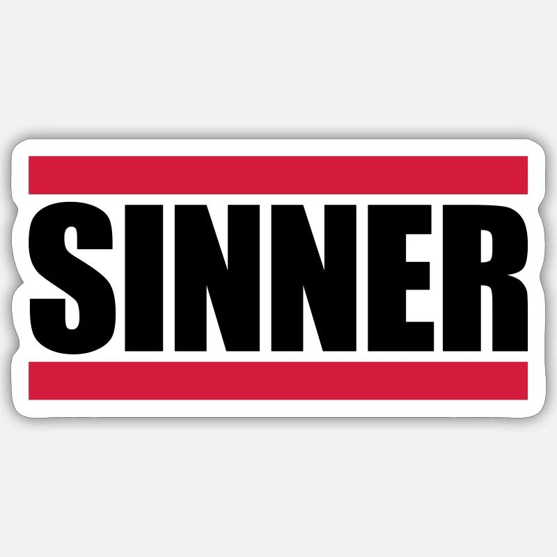 Logo texte pécheur - Sticker taille S (10 x 10 cm) - blanc mat