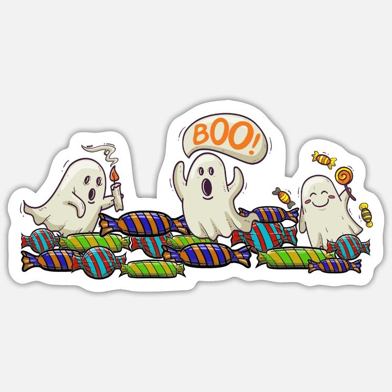 Heureux Helloween - Sticker taille S (10 x 10 cm) - blanc mat