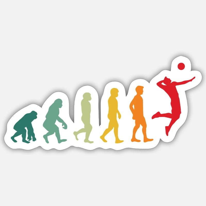 Volleyball Evolution Entwicklung Lustig Retro Sticker Größe S (10 x 10 cm)