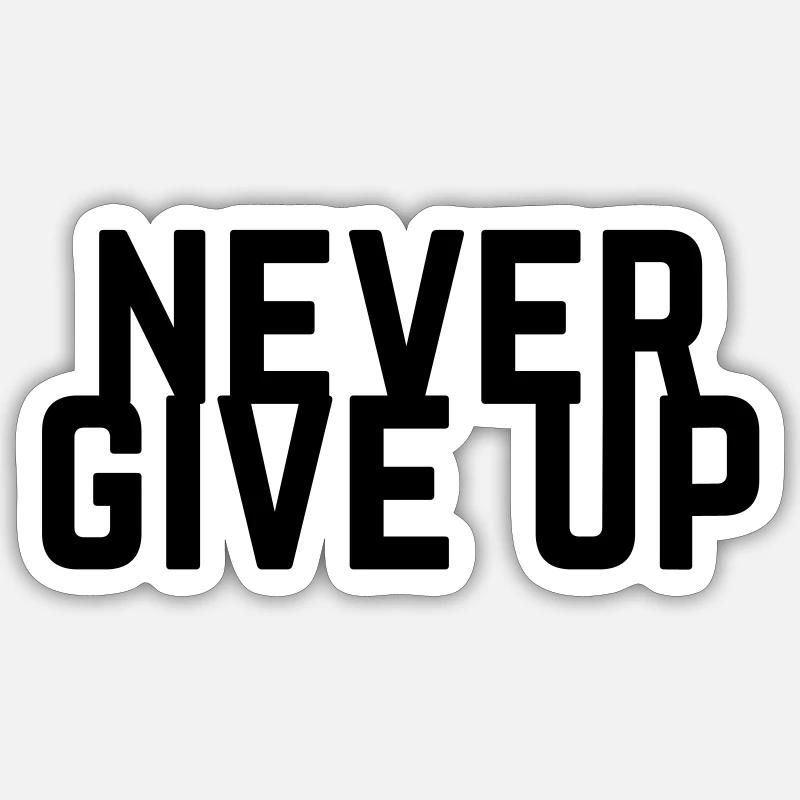 Logo Never Give Up - Sticker taille S (10 x 10 cm) - blanc mat