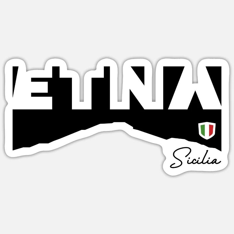 Etna Mongibello Etna Sicile Vulkan Feuerberg - Sticker taille S (10 x 10 cm) - blanc mat
