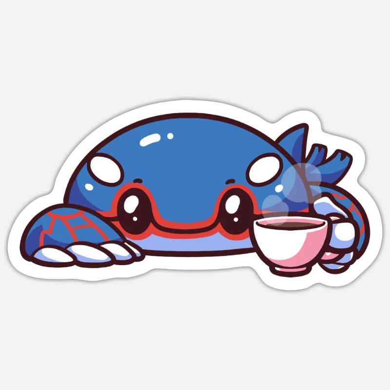 Kyogre drinking coffee Sticker size S (10 x 10 cm)
