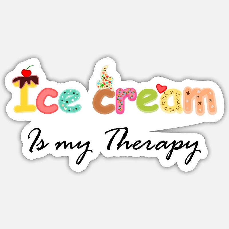 Ice is my Therapy Cool sort lettres colorées - Sticker taille S (10 x 10 cm) - blanc mat