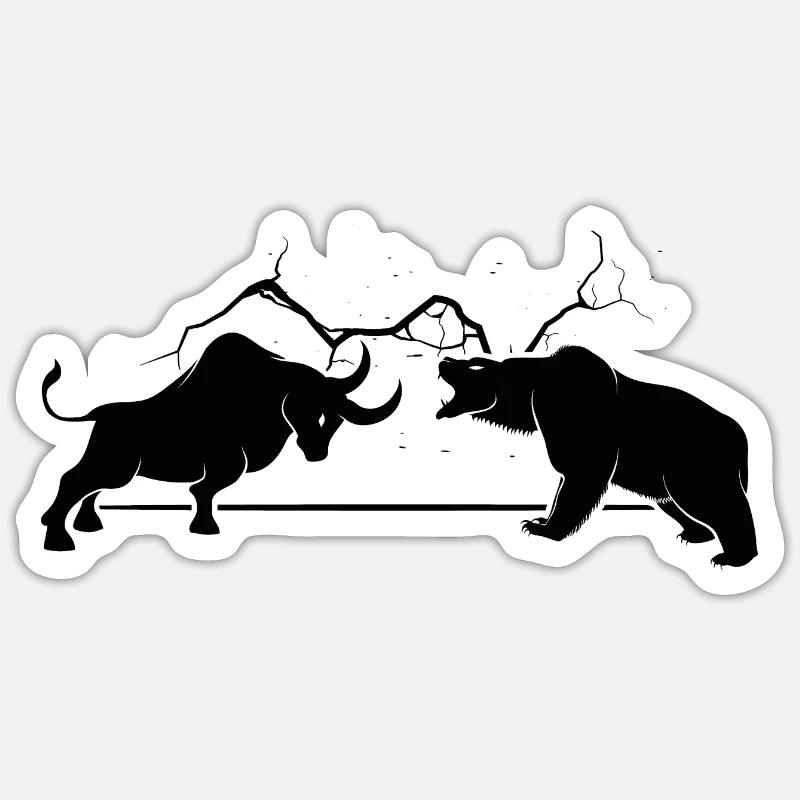 Bulle VS Bär - Sticker Größe S (10 x 10 cm) - Mattweiß