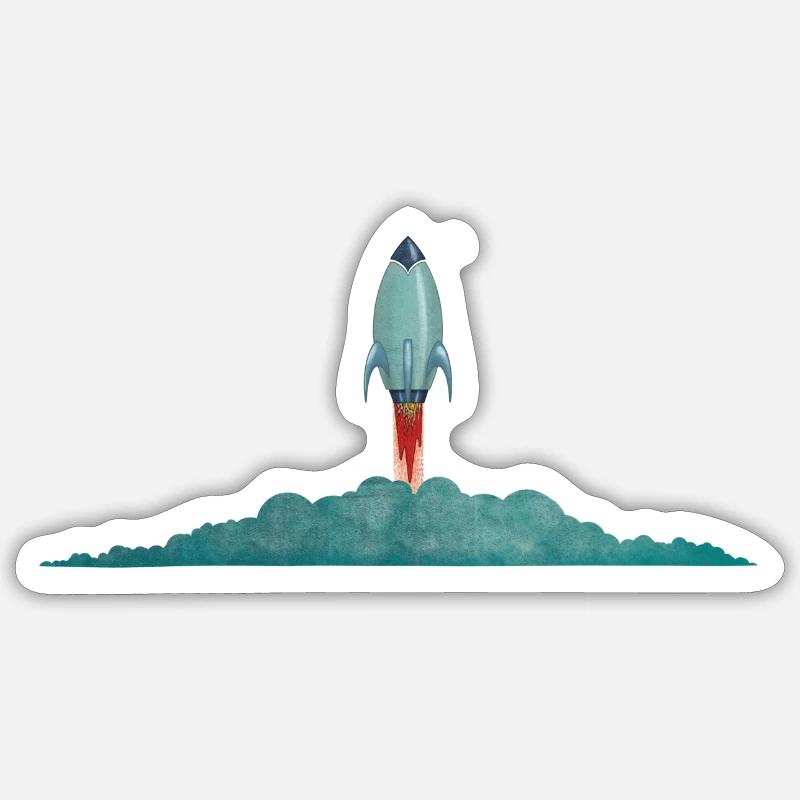 Rakete - Sticker Größe S (10 x 10 cm) - Mattweiß