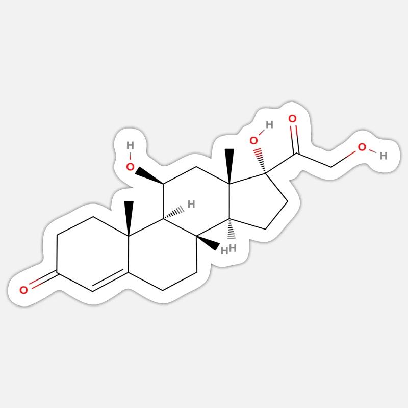 Cortisol Molecule - Colored Structural Formula Sticker size S (10 x 10 cm)