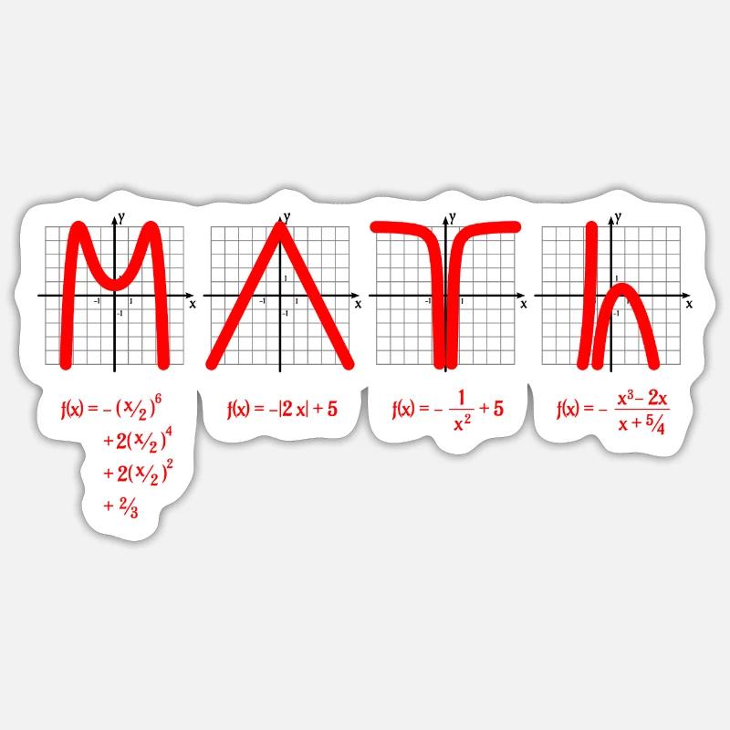 Math with Functions red - Sticker taille S (10 x 10 cm) - blanc mat