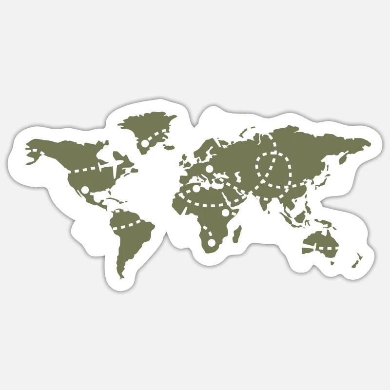 World map air traffic controller ATC flying Sticker size S (10 x 10 cm)