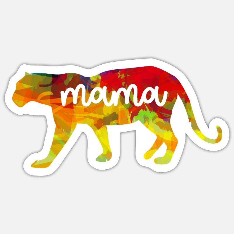 Muttertag Idee Löwe Mutter im Herzen mom Sticker Größe S (10 x 10 cm)