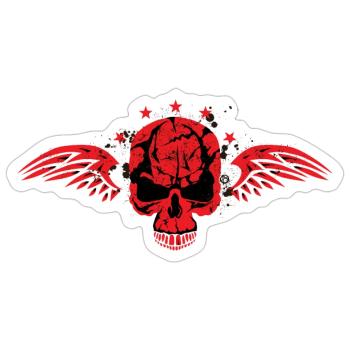 crane skull Tod Kopf Flügel Stern - Sticker Größe S (10 x 10 cm) - Mattweiß - Vorne