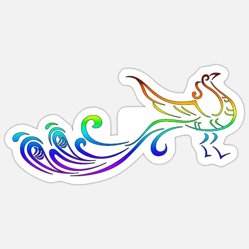 Pfau - Sticker Größe S (10 x 10 cm) - Mattweiß