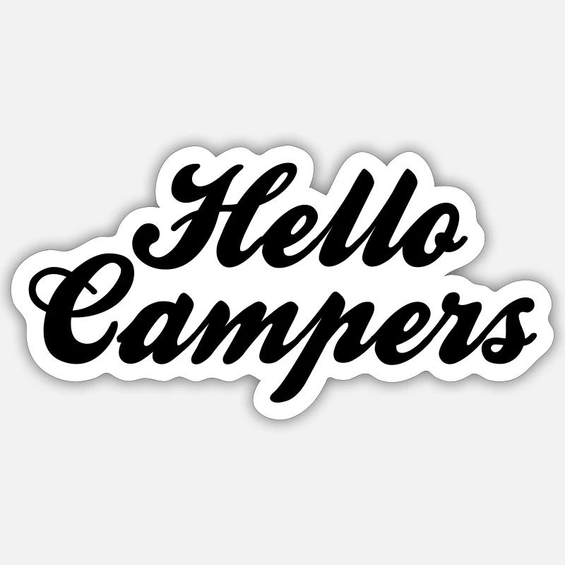 Hello Campers Lovely Script text | Side Hustle UK Sticker size S (10 x 10 cm)