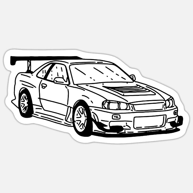 Voiture de course - Sticker taille S (10 x 10 cm) - blanc mat