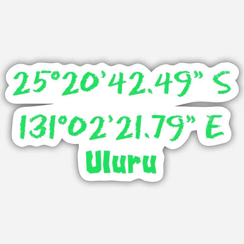 Coordonnées GPS de Uluru (Vert) - Sticker taille S (10 x 10 cm) - blanc mat