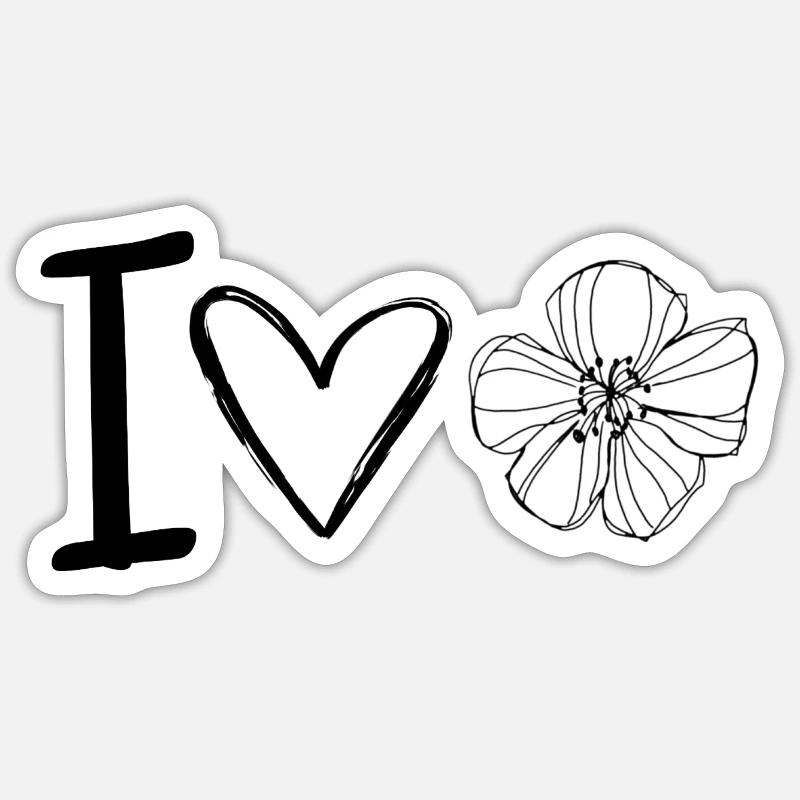 Ich liebe Blumen - Sticker Größe S (10 x 10 cm) - Mattweiß