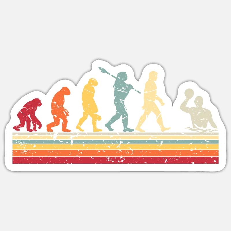 POLO Human Evolution Vintage Water Polo - Sticker Größe S (10 x 10 cm) - Mattweiß