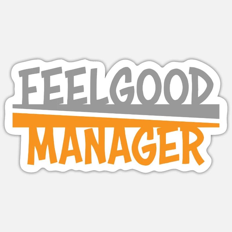 Feelgood Manager gris orange - Sticker taille S (10 x 10 cm) - blanc mat
