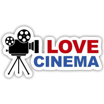Love Cinema Bold Red Blue Typography - Sticker size S (10 x 10 cm) - white matte - Front