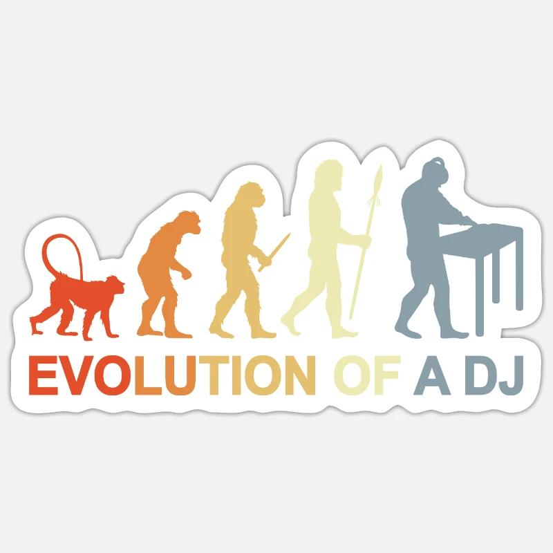 Evolution of a DJ - Sticker size S (10 x 10 cm) - white matte