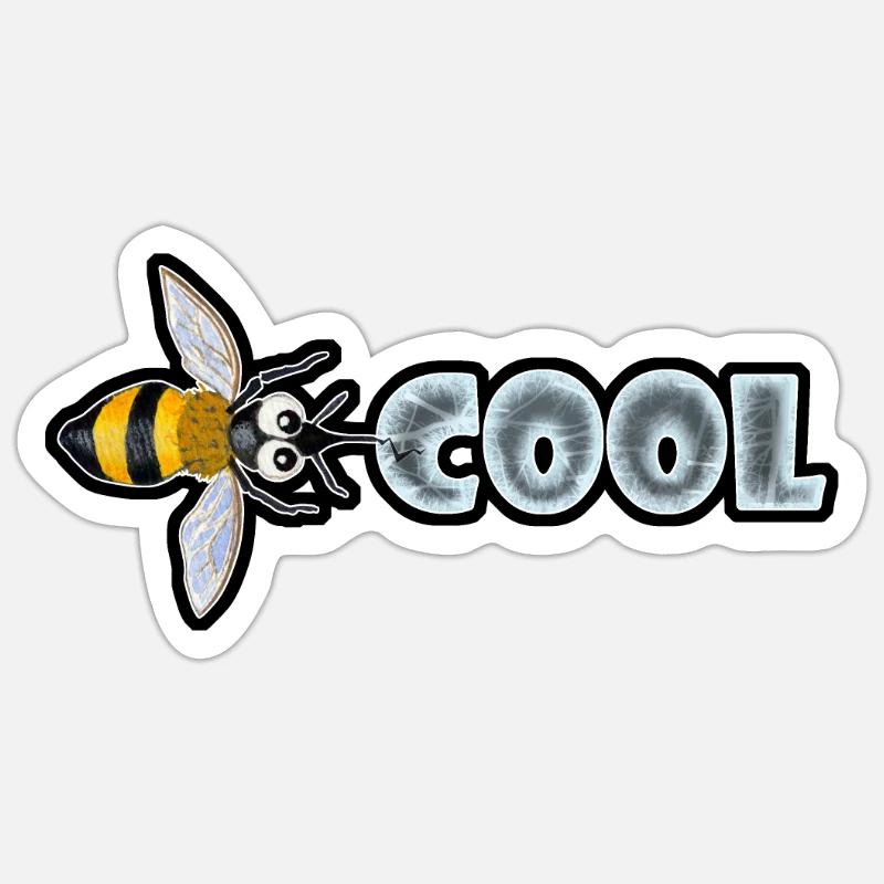 BEE COOL (horizontal) - Sticker size S (10 x 10 cm) - white matte