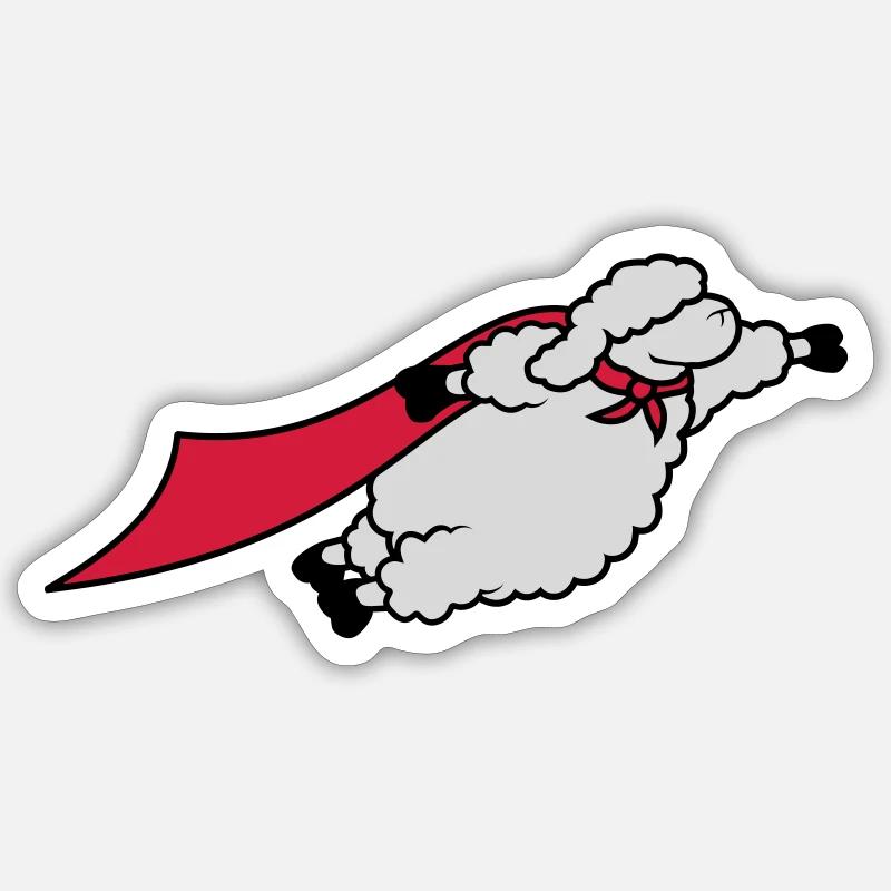 Lustiges Superheld Schaf Sticker Größe S (10 x 10 cm)