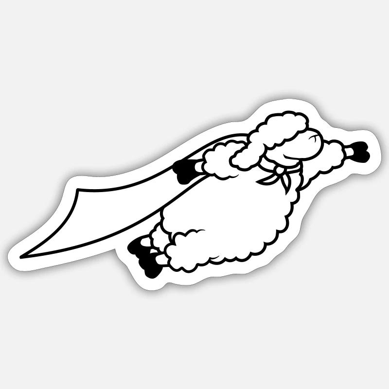 Superheld Schaf lustig Sticker Größe S (10 x 10 cm)