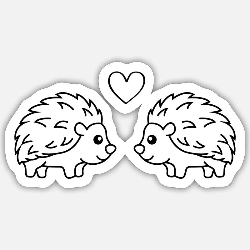 Hedgehog Comic Couple Love - Sticker size S (10 x 10 cm) - white matte