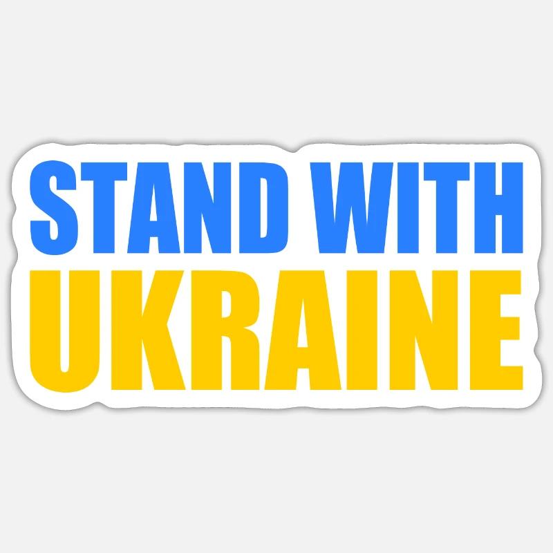 stand with ukraine - Sticker taille S (10 x 10 cm) - blanc mat