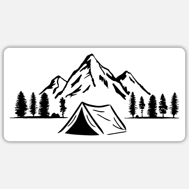 Camping Aventure, Montagne et Forêt - Sticker taille S (10 x 10 cm) - blanc mat
