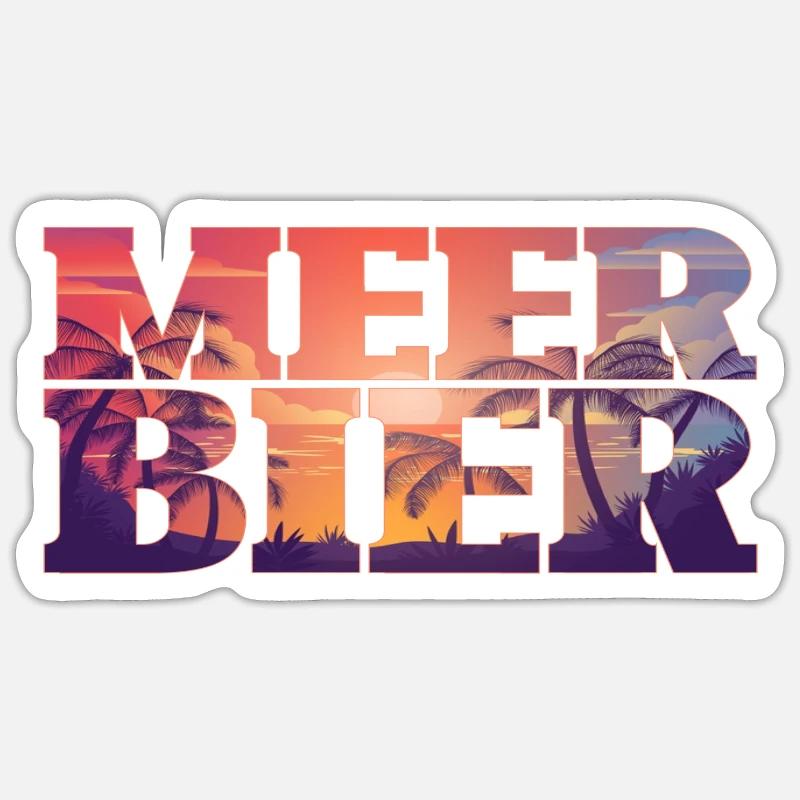 Meer Bier - Sticker Größe S (10 x 10 cm) - Mattweiß