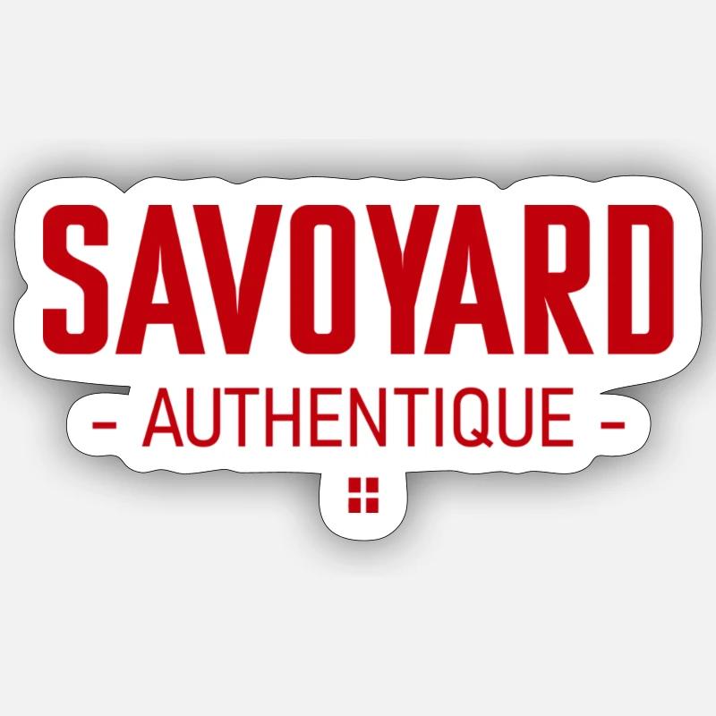 Savoyard authentique - Drapeau - Sticker taille S (10 x 10 cm) - blanc mat