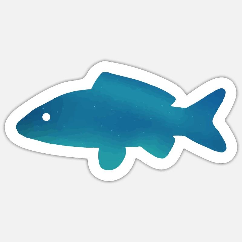Illustration du pêcheur - Sticker taille S (10 x 10 cm) - blanc mat