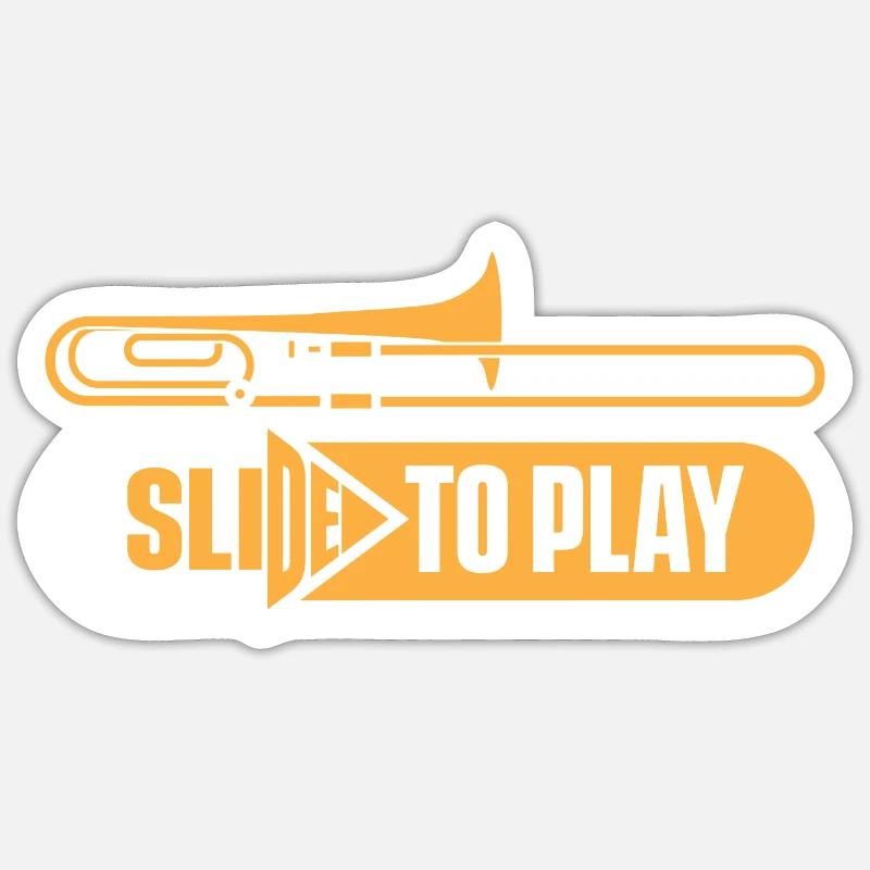 Posaune - Sticker Größe S (10 x 10 cm) - Mattweiß