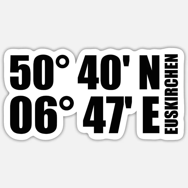 Coordonnées d’Euskirchen - Sticker taille S (10 x 10 cm) - blanc mat