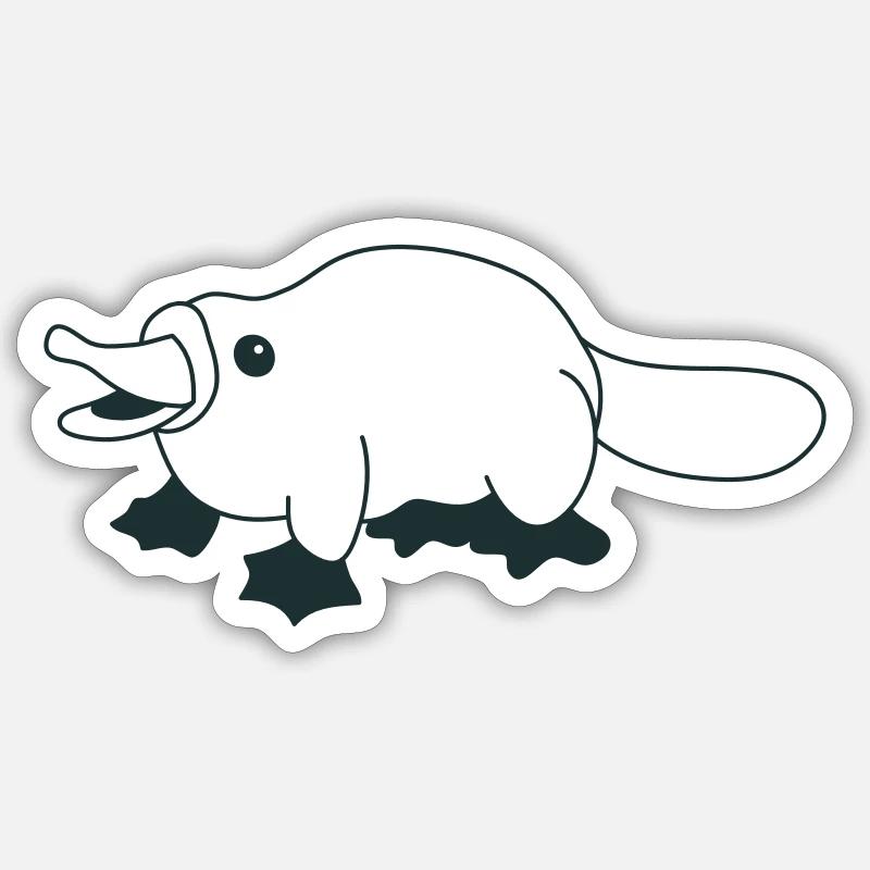 ornithorynque accroupi - Sticker taille S (10 x 10 cm) - blanc mat