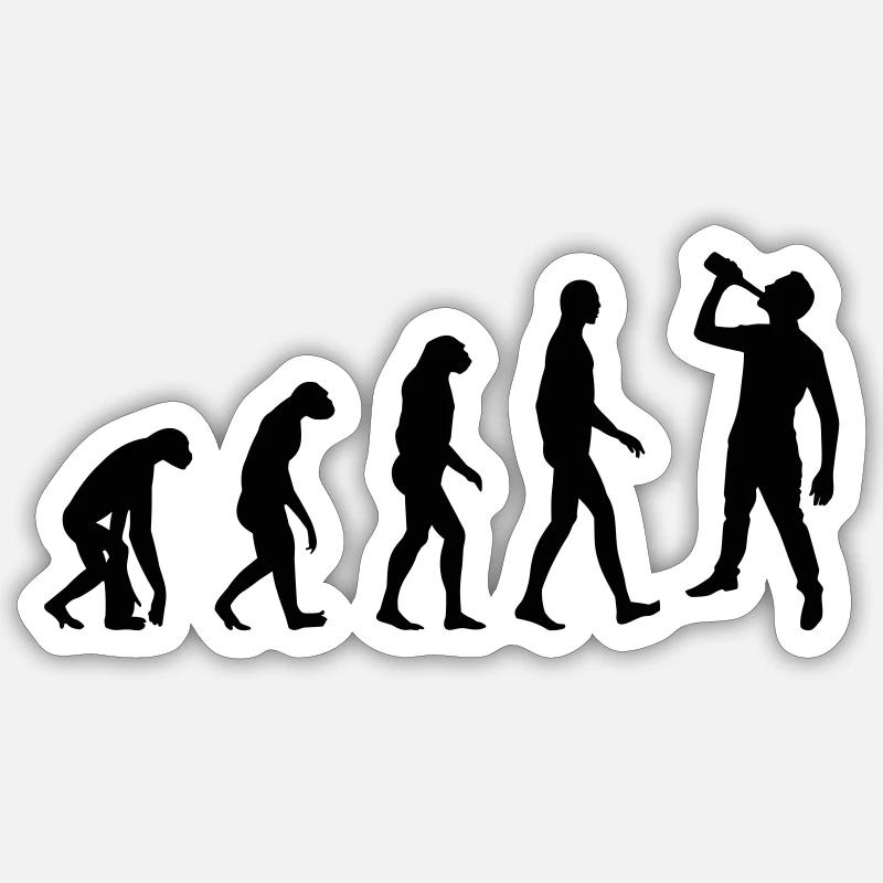 Evolution : Alcool / Alcoolique / Humour Sticker taille S (10 x 10 cm)