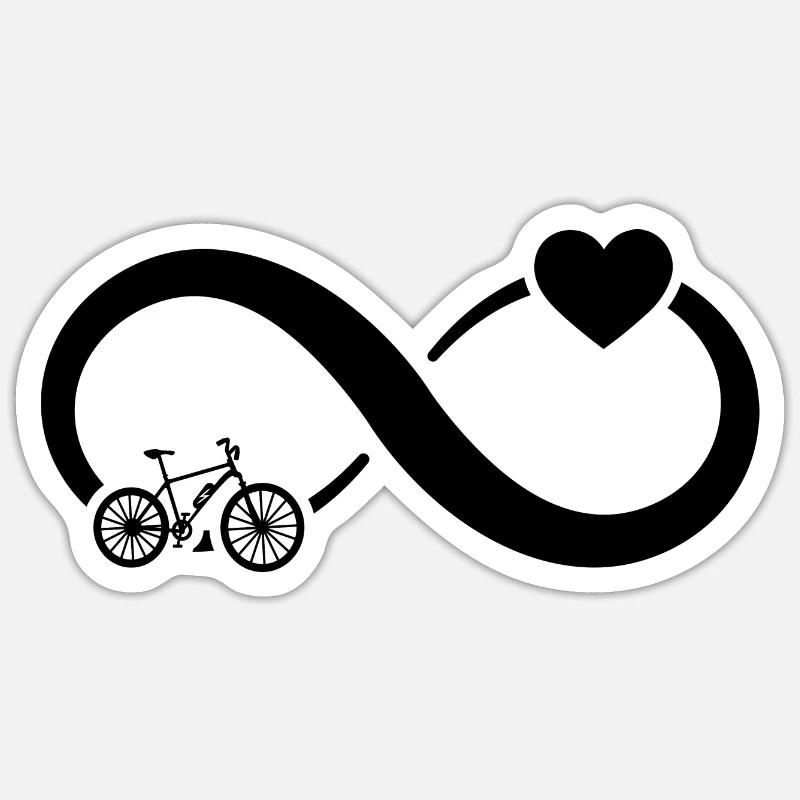 Infinity Heart et E-Bike - - Sticker taille S (10 x 10 cm) - blanc mat