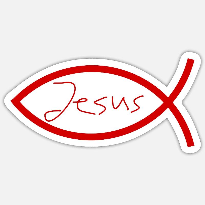 Jesus fish Ichthys fish fish - Sticker size S (10 x 10 cm) - white matte