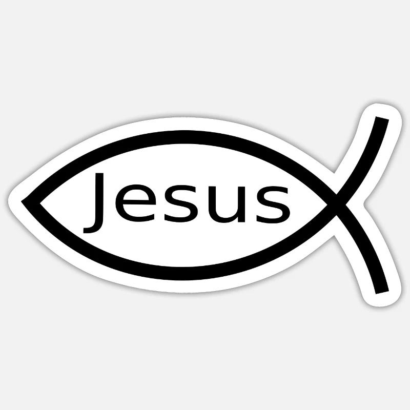 Jesus Fish Black Ichthys Fish Fish Sticker size S (10 x 10 cm)