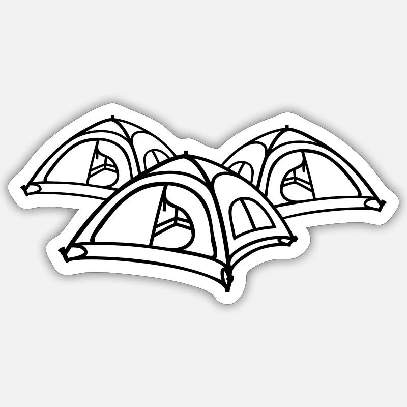 Amis Tente Camping Crew - Sticker taille S (10 x 10 cm) - blanc mat