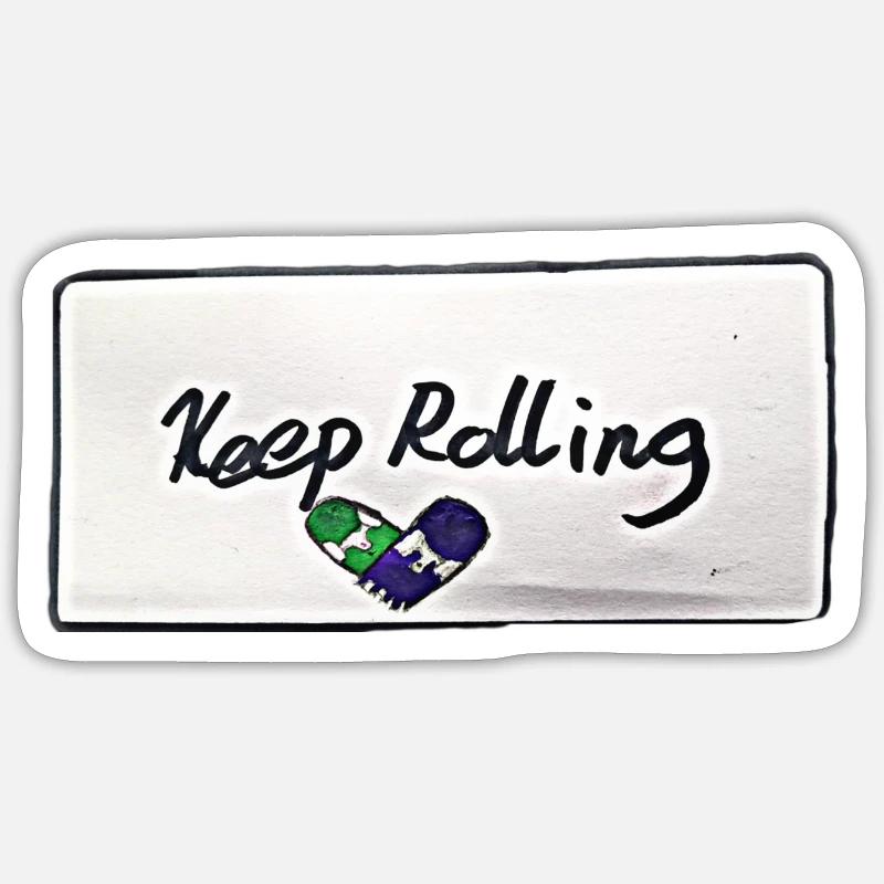 Keep rolling white Sticker size S (10 x 10 cm)