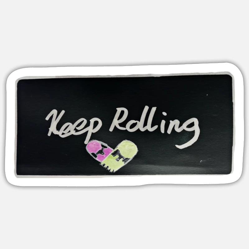 Keep rolling schwarz - Sticker Größe S (10 x 10 cm) - Mattweiß