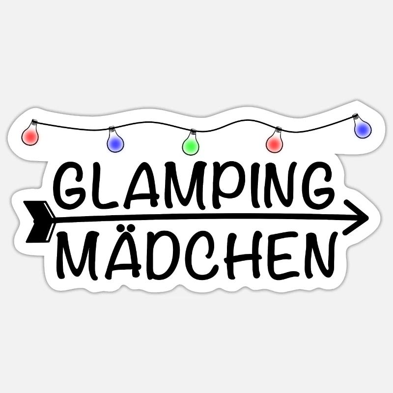 Glamping Mädchen Lichterkette Sticker Größe S (10 x 10 cm)