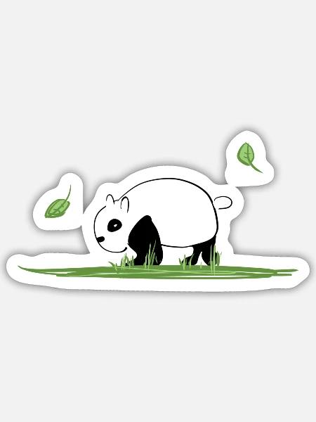 Tierliebe Cartoon Panda Ökosystem Natur Grass - Sticker Größe S (10 x 10 cm) - Mattweiß