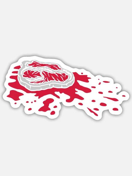 Steak saftig Blutlache Grillmeister - Sticker Größe S (10 x 10 cm) - Mattweiß